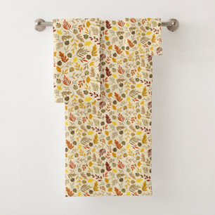 Conjunto De Toalhas Folhas de Ginkgo e Padrão de Azeite
