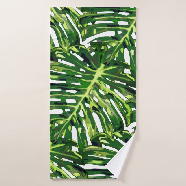 Conjunto De Toalhas Folhas de Monstera Tropicais (Toalha de Banho)