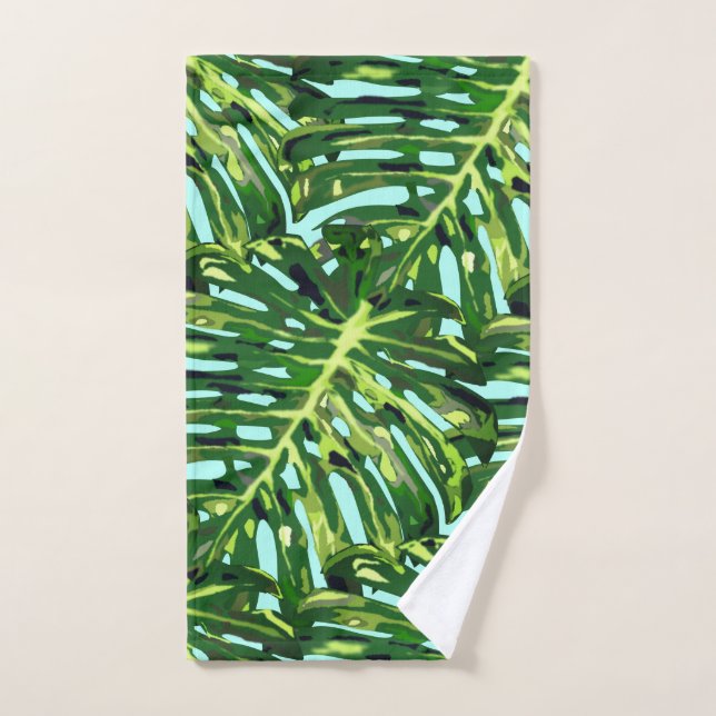 Conjunto De Toalhas Folhas de Monstera Tropical - Exótica (Toalha de mão)