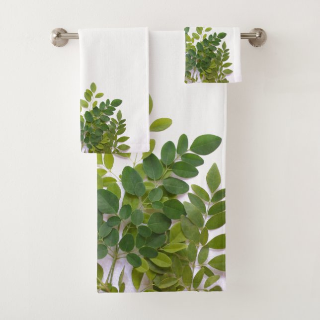 Conjunto De Toalhas Folhas de Moringa com espaço para texto (Insitu)