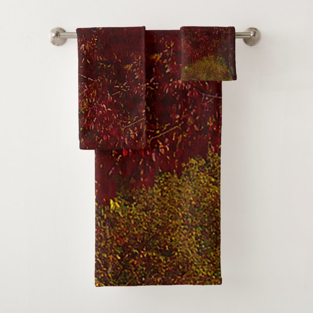 Conjunto De Toalhas Folhas de outono de Amarelo e Roxo, ZSSPG (Insitu)
