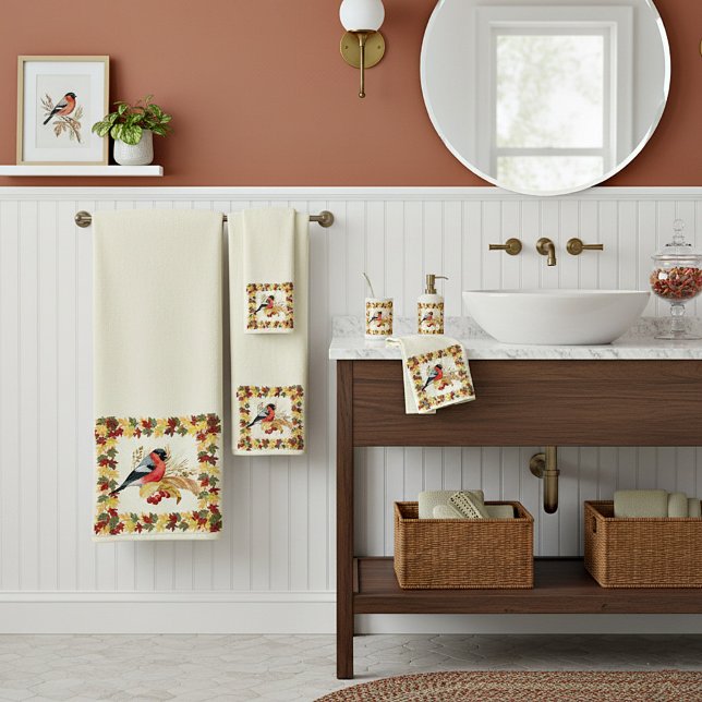 Conjunto De Toalhas Folhas de outono e aves (Criador carregado)