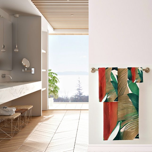 Conjunto De Toalhas Folhas de palma em tons mudos (Criador carregado)