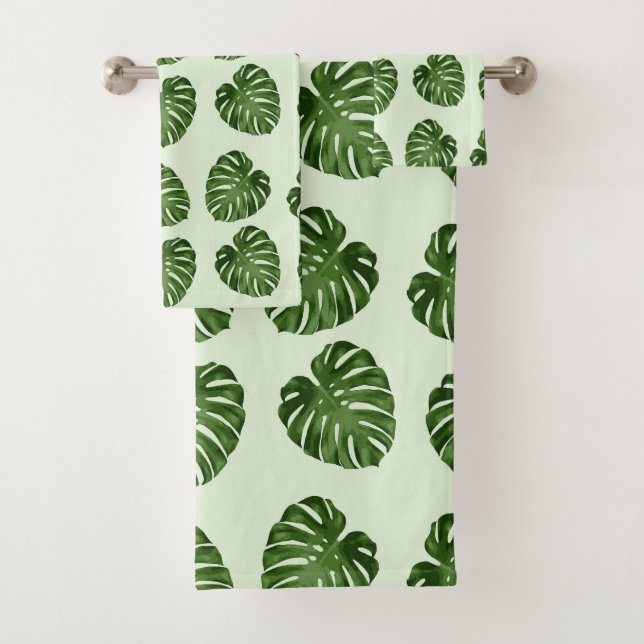 Conjunto De Toalhas Folhas de Palma, Folhas Verdes, Padrão Tropical (Insitu)