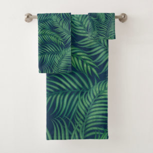Conjunto De Toalhas Folhas de palmeira tropicais da noite