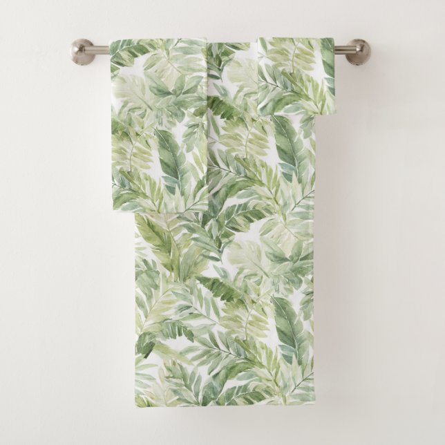 Conjunto De Toalhas Folhas de Palmeira Verde Tropical (Insitu)