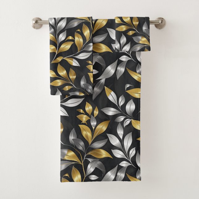 Conjunto De Toalhas Folhas de Prata e Ouro (Insitu)