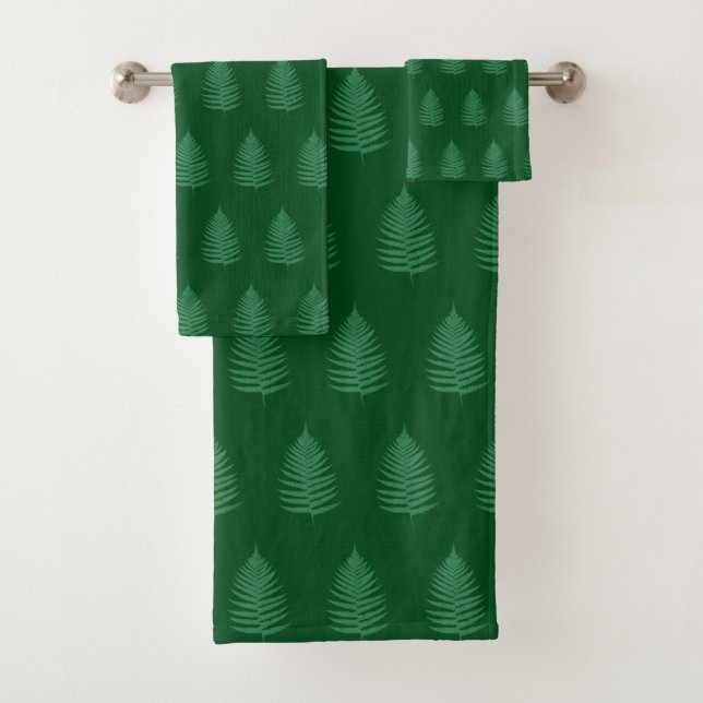 Conjunto De Toalhas Folhas de samambaia botânicas bonitas em verde flo (Insitu)