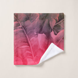 Conjunto De Toalhas Folhas de Verão Tropicais, Rosa Brilhante
