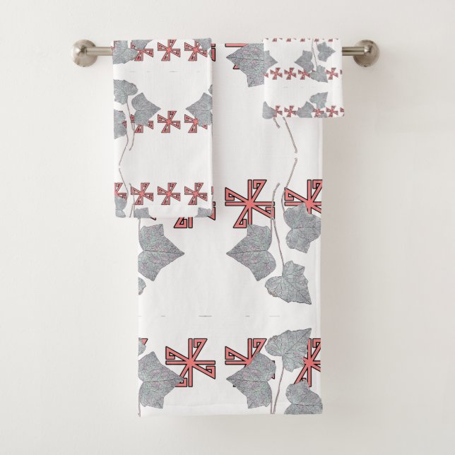 Conjunto De Toalhas Folhas E Asteriscos Branco  (Insitu)
