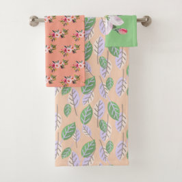 Conjunto de Toalhas Folhas e Flores Country