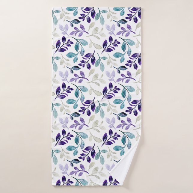 Conjunto De Toalhas Folhas Harmoniosas em Aquarela Design (Toalha de Banho)