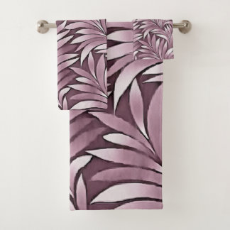 Conjunto De Toalhas Folhas Ornamentais Em Pastel EggPlant Hues