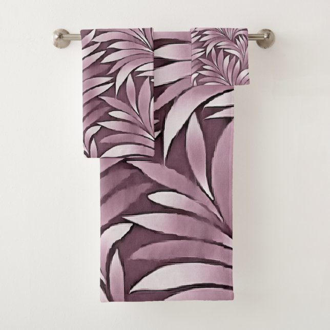 Conjunto De Toalhas Folhas Ornamentais Em Pastel EggPlant Hues (Insitu)