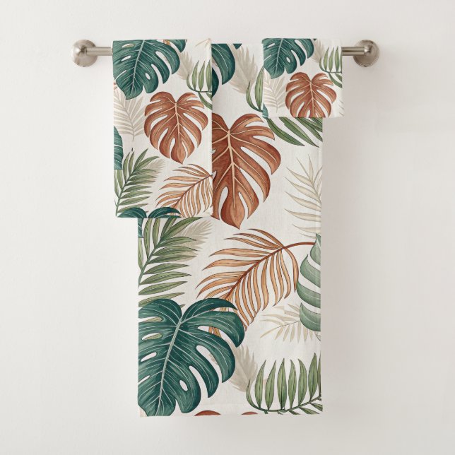 Conjunto De Toalhas Folhas Tropicais Boho (Insitu)