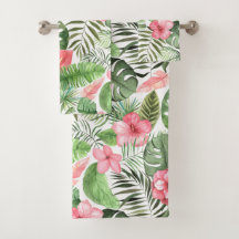 Folhas tropicais e flores