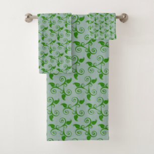 Conjunto De Toalhas Folhas Tropicais Elegantes em Verde Louro