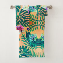 folhas tropicais em laranja