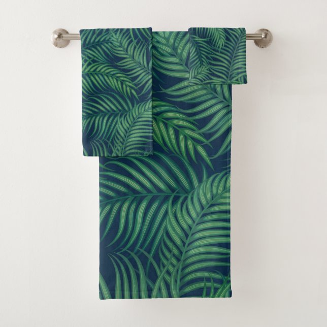 Conjunto De Toalhas Folhas tropicais noturnas (Insitu)
