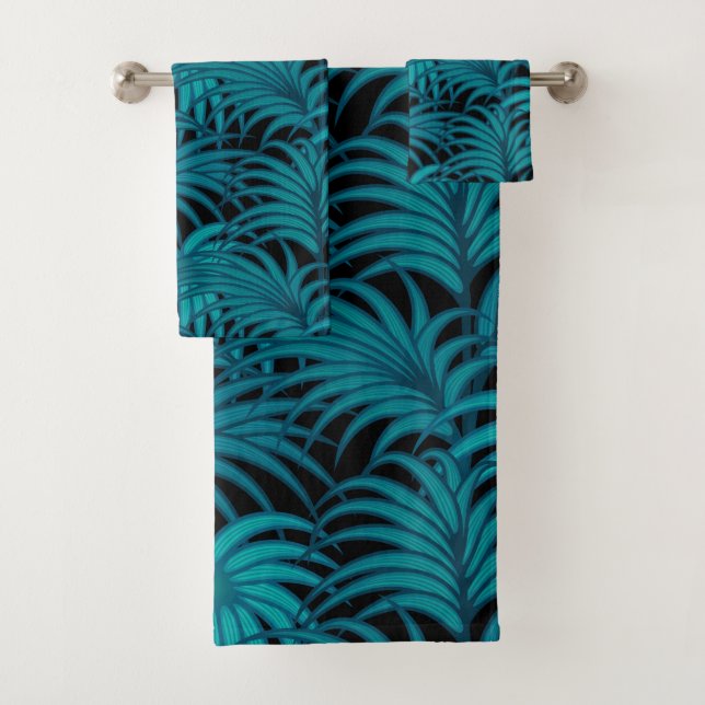 Conjunto De Toalhas Folhas tropicais noturnas (Insitu)