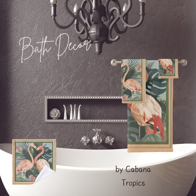 Conjunto De Toalhas Folhas Tropicais Rosa Flamingo (Criador carregado)