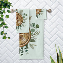 Folhas Tropicais Verde Aquarela Folhagem Bússola