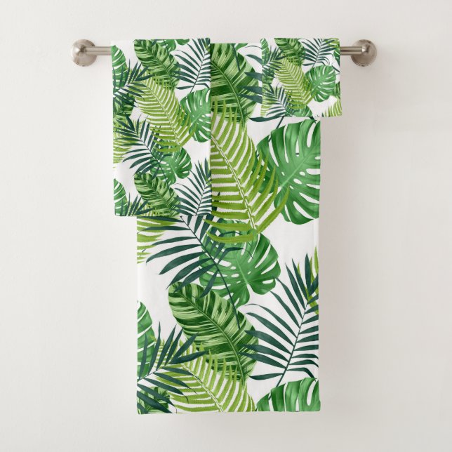 Conjunto De Toalhas Folhas tropicais verdes (Insitu)