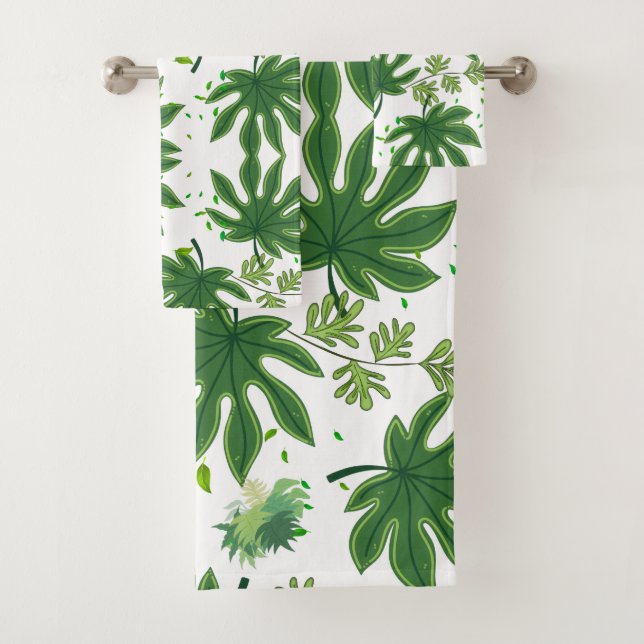 Conjunto De Toalhas Folhas Verdes (Insitu)