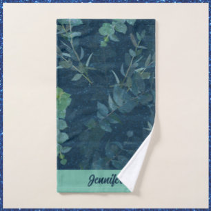 Conjunto De Toalhas Folhas verdes azuis e rasas bonito