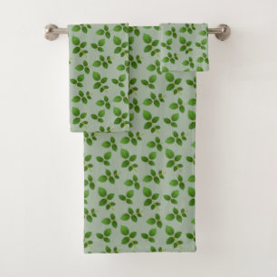 Conjunto De Toalhas Folhas verdes elegantes em Louro Verde