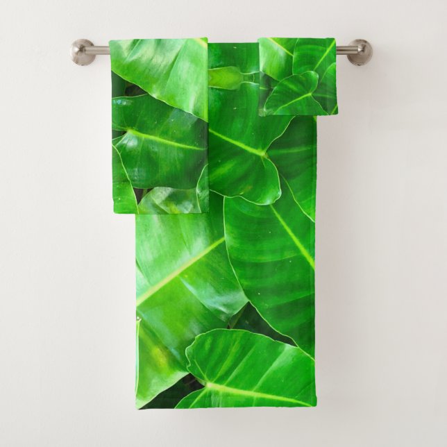 Conjunto De Toalhas Folhas verdes Palm Folha Floresta tropical (Insitu)
