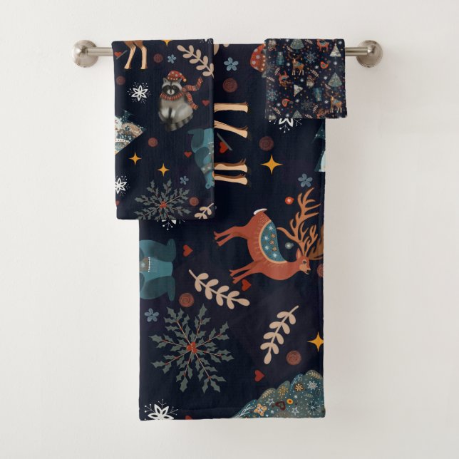 Conjunto De Toalhas Folk Art Christmas  (Insitu)