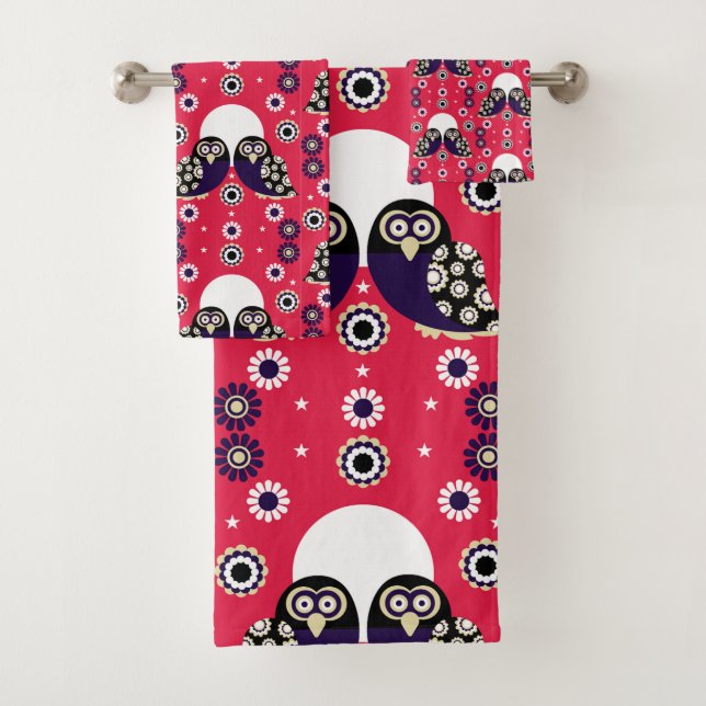 Conjunto De Toalhas Folk Art Owl (Insitu)