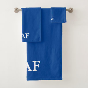 Conjunto De Toalhas Fonte de Bloco Simples Minimalista Azul Branco Mon