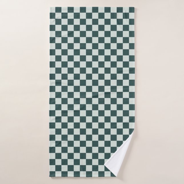 Conjunto De Toalhas Forest green moss checkerboard pattern (Toalha de Banho)