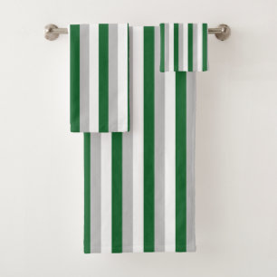 Conjunto De Toalhas Forest Green vertical, prata e listras brancas