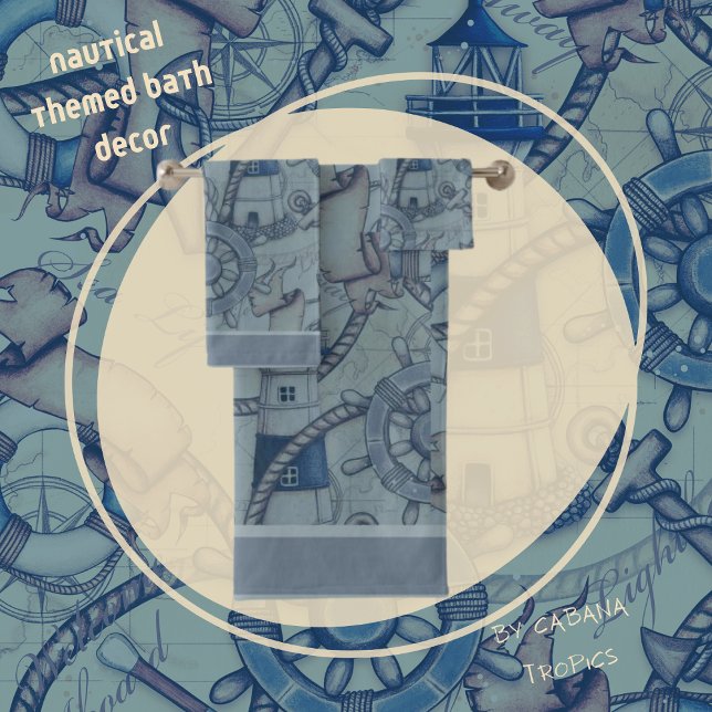 Conjunto De Toalhas Formas Azuis de Farol Ameaçadas Náuticas (Criador carregado)