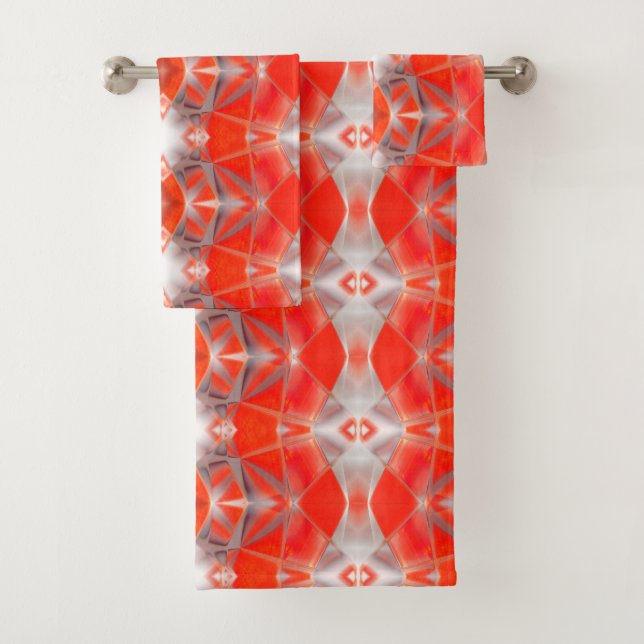 Conjunto De Toalhas Formas curvas vermelhas que flutuam sobre cinzas b (Insitu)