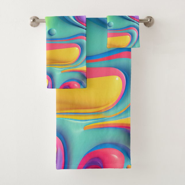 Conjunto De Toalhas Formas de Fluido Arco-Íris Plástico (Insitu)