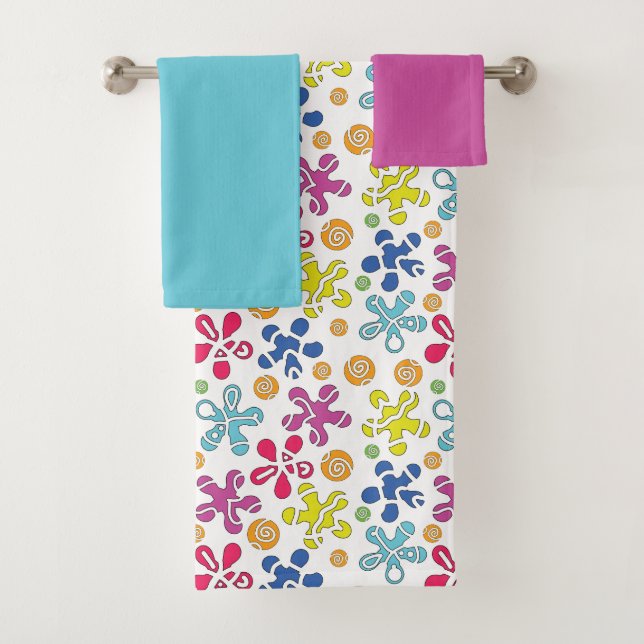 Conjunto De Toalhas Formas de Rabiscos Abstratos Divertidos (Insitu)