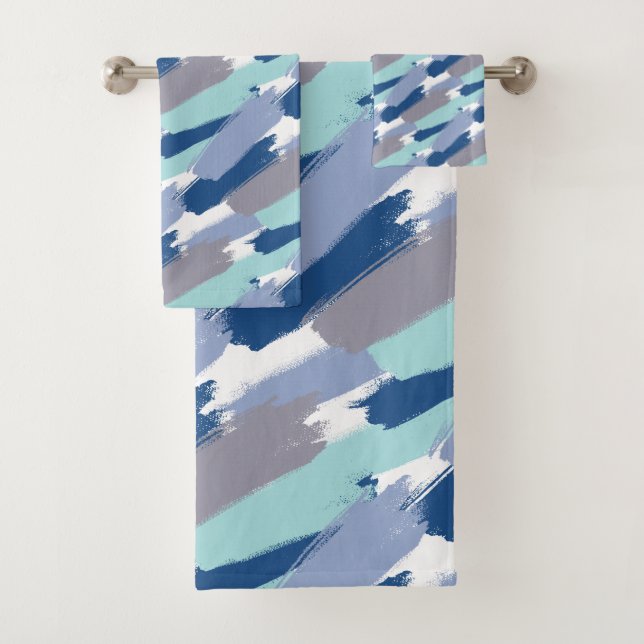 Conjunto De Toalhas Formas de Traços de Pincel Azul (Insitu)