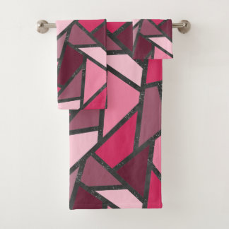 Conjunto De Toalhas Formas de vidro cor-de-rosa