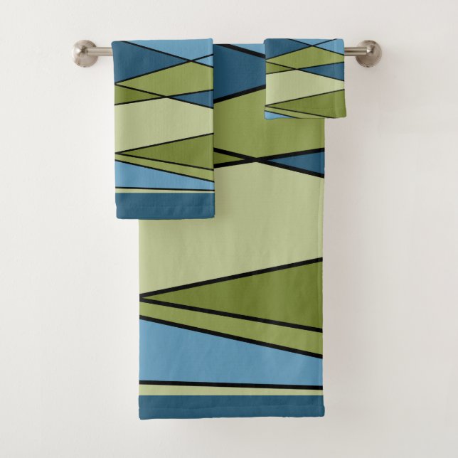 Conjunto De Toalhas formas geométricas abstrato modernas triângulos az (Insitu)