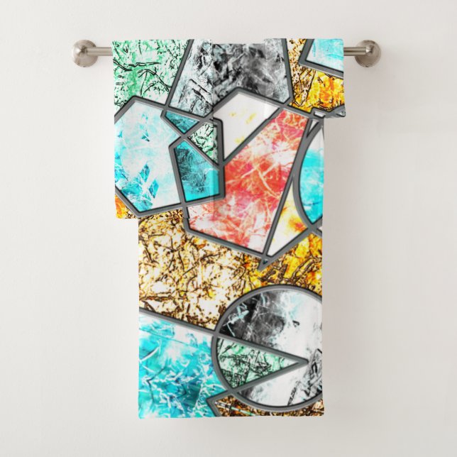 Conjunto De Toalhas Formas geométricas com texturas esbranquiçadas est (Insitu)