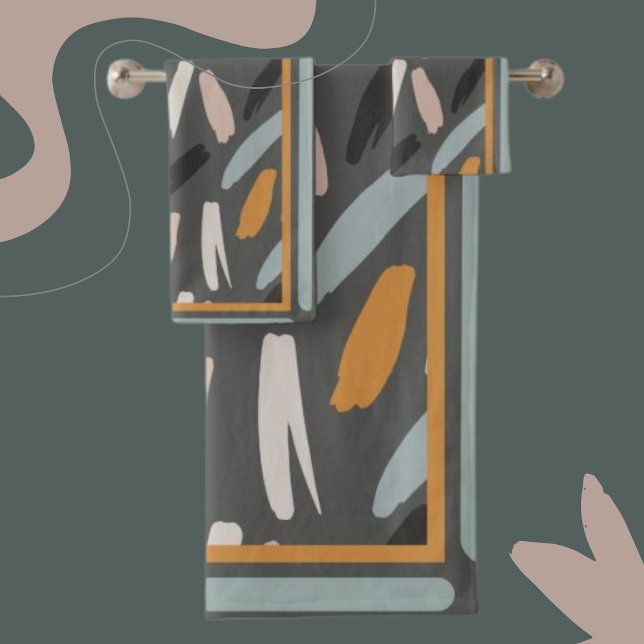 Conjunto De Toalhas Formas Modernas Perwinkle, Laranja, Chá Esmagado/M (Criador carregado)