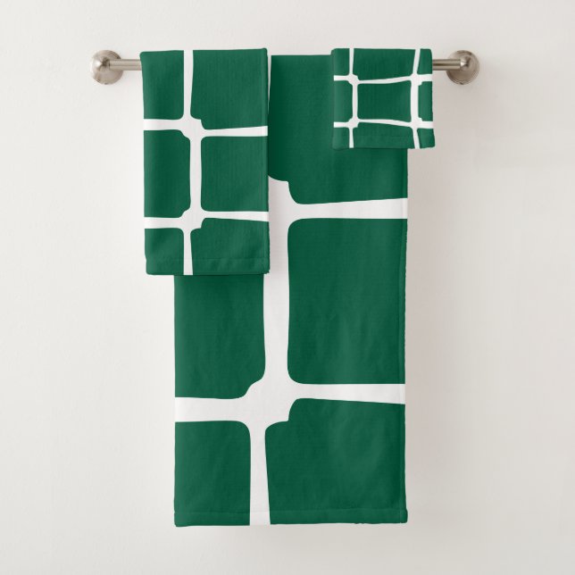 Conjunto De Toalhas Formas Verdes Quadrados Negrito Assimétrico (Insitu)