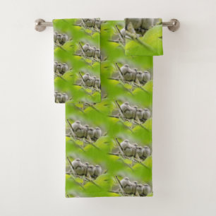 Conjunto De Toalhas Foto da Família Songbird, Cute Bushtits