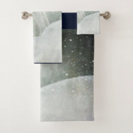 Conjunto De Toalhas Foto de um belo Cavalo Branco no inverno