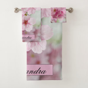 Conjunto De Toalhas Fotografia de Blossomas de Cereja Rosa Floral