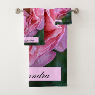 Conjunto De Toalhas Fotografia de Peony Rosa Floral